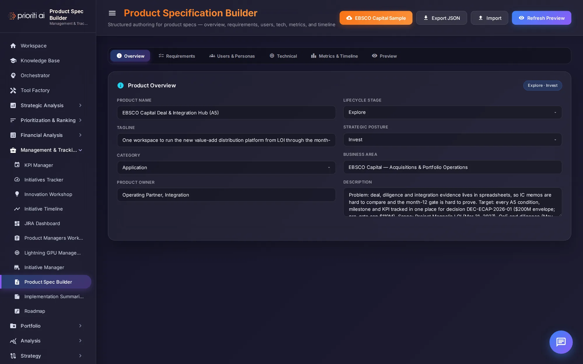 Product Spec Builder
